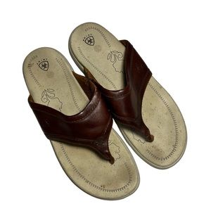 Ariat Thong Sandals Shoes Flip Flop Brown Leather Women's Size 8 Style 97021